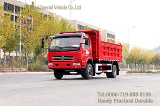 4×2 Dongfeng Flathead Cab Dump Truck_red รถบรรทุกออฟโรดเปิดประทุน