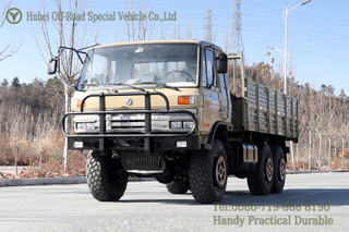 Dongfeng EQ2102 6 × 6 Flathead Cab หนึ่งและครึ่งแถว Cab Cargo Truck_Convertible Cargo Truck