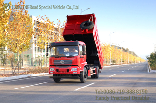 4×2 Dongfeng TInajin Flathead Dump Truck_red รถบรรทุกออฟโรดเปิดประทุน
