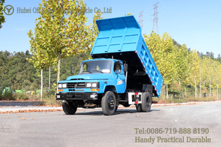 Dongfeng Pointed Cab Dump Truck_รถบรรทุกออฟโรดเปิดประทุนสีน้ำเงิน