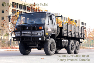 Dongfeng สีดำ 6 × 6 Flathead หนึ่งและครึ่งแถว Cab Cargo Truck_Convertible Cargo Trucks