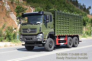 ใหม่ Dongfeng Six Drive รถบรรทุกสีเขียวกองทัพออฟโรด